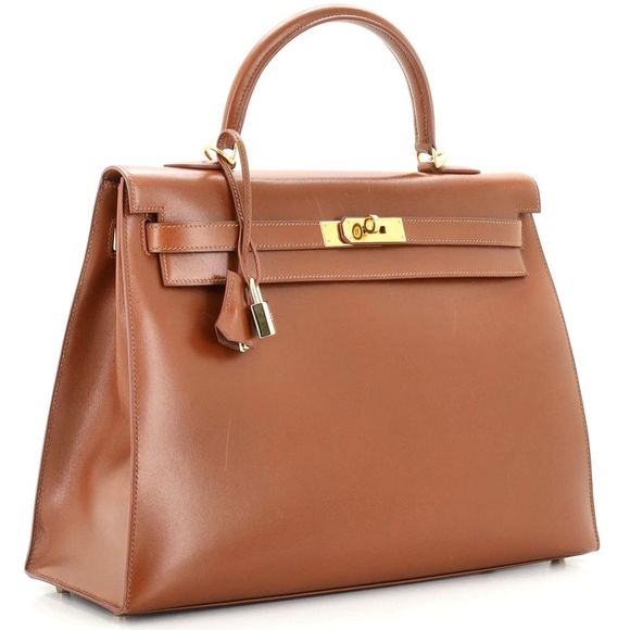 Hermes Kelly Handbag Fauve Box Calf with Gold Hardware 35 Brown - Picture 3 of 13